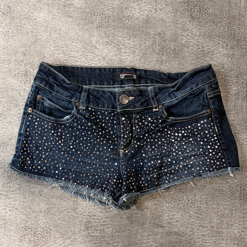 Forever 21 Y2k Embellished Mini Denim Shorts